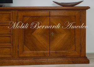 Removable living room furniture in walnut wood with classic style doors and drawers